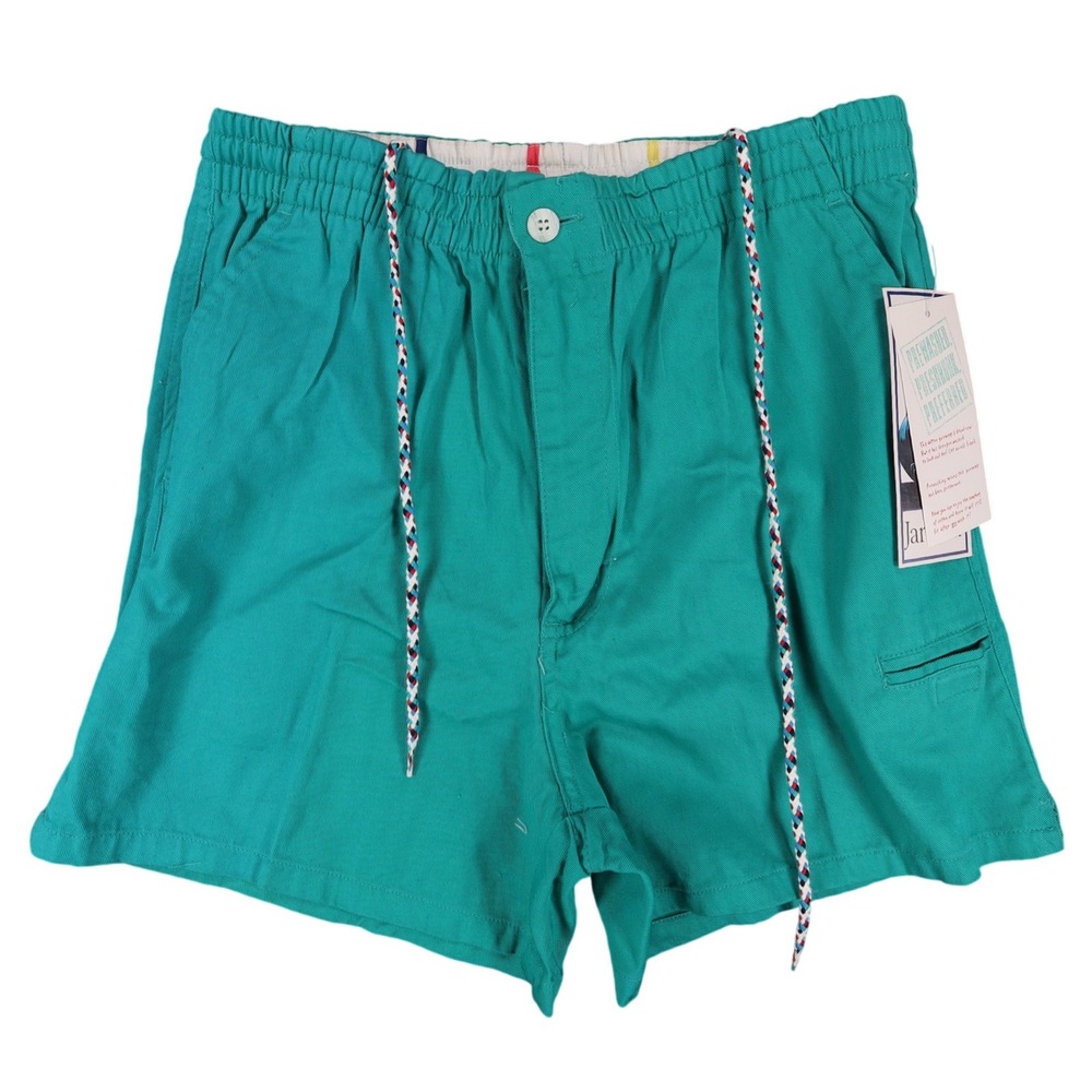 Jantzen Sport Shorts Mens S Vintage 90s Lagoon Green Cotton Braided Drawstring